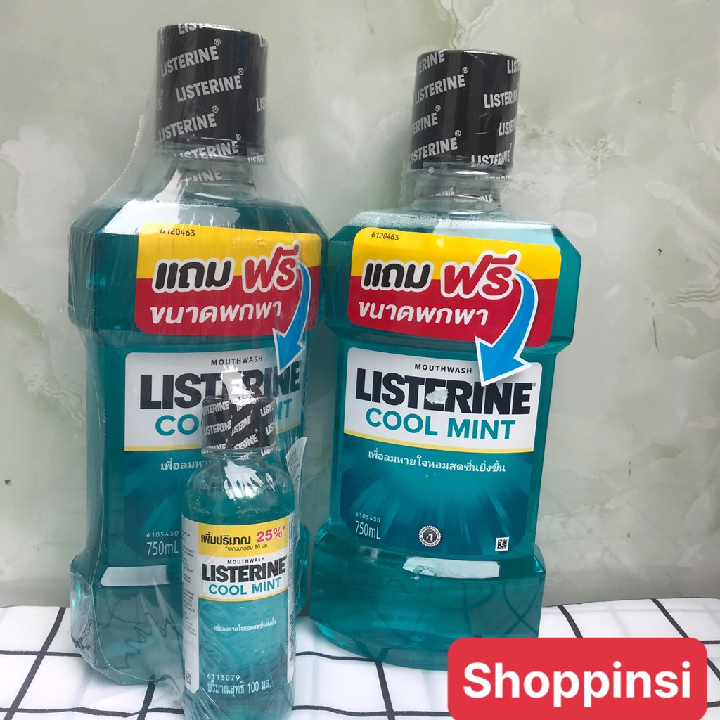 Nước xúc miệng Listerin Cool Mint 750ml tặng 1 chai 100ml du lịch