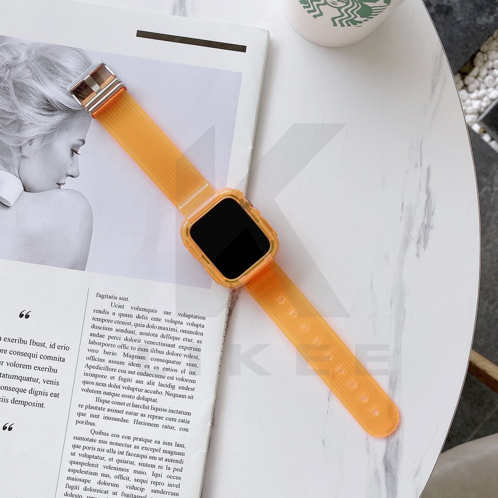 Dây đeo đồng hồ thể thao rõ ràng mới nhất cho Apple Watch Strap Band 38mm 40mm 42mm Băng tần 44mm cho iWatch Series SE 6 5 4 3 2 1 Dây đeo silicon giới hạn trong suốt Glacier