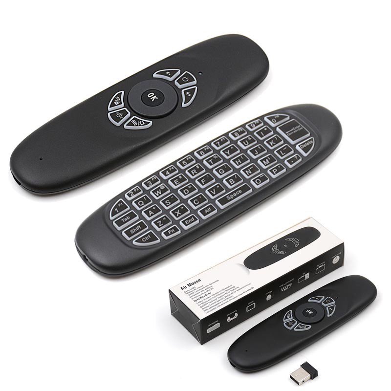 Con quay hồi chuyển Fly Air Mouse C120 Bàn phím trò chơi không dây Android Bộ điều khiển từ xa Bàn phím 2.4Ghz có thể sạc lại cho Máy tính xách tay Tv thông minh