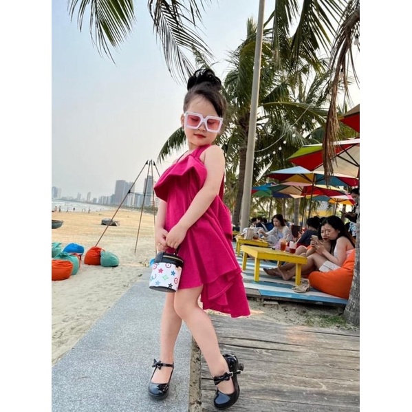Váy dầm 2 dây chun ngực cho bé gái 8-20kg