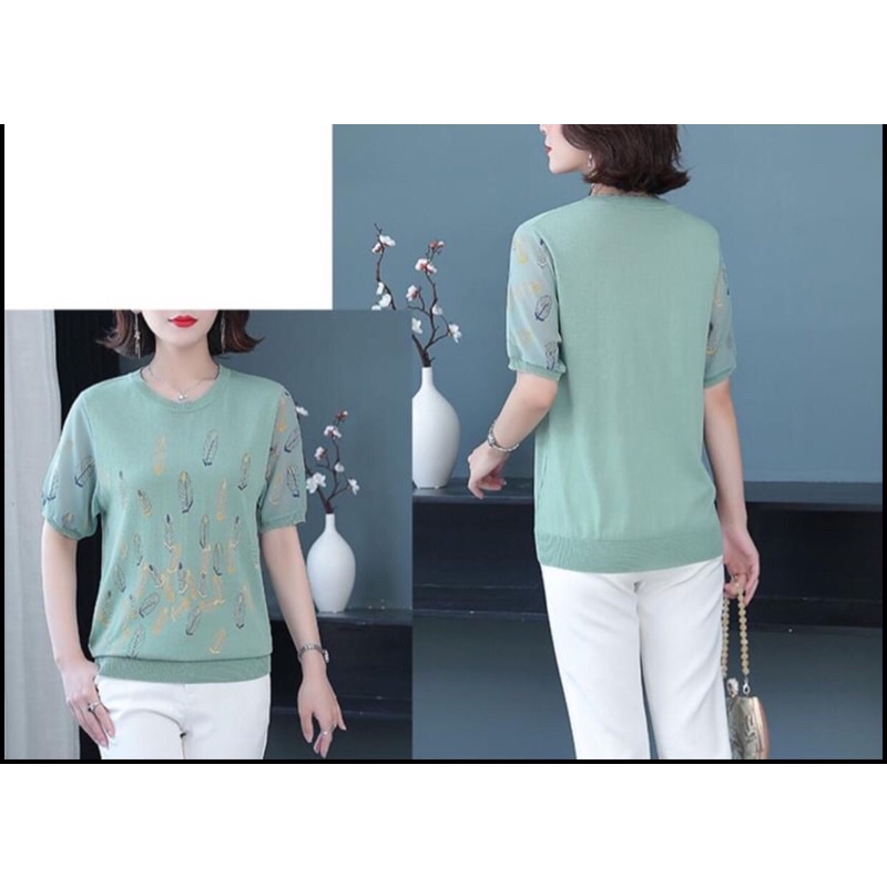 Áo Tay Voan Lụa 3D Len Tăm Mịn Cho Mẹ, Áo Thu Đông quà tặng mẹ