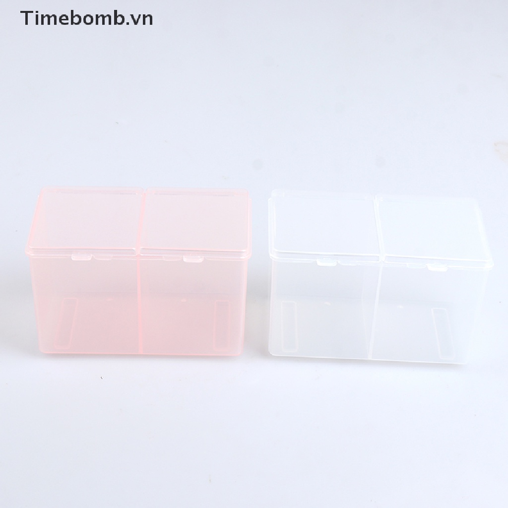 [Hàng mới về] Hộp đựng tăm bông và miếng bông trang điểm 2 ngăn rỗng nhỏ gọn tiện lợi