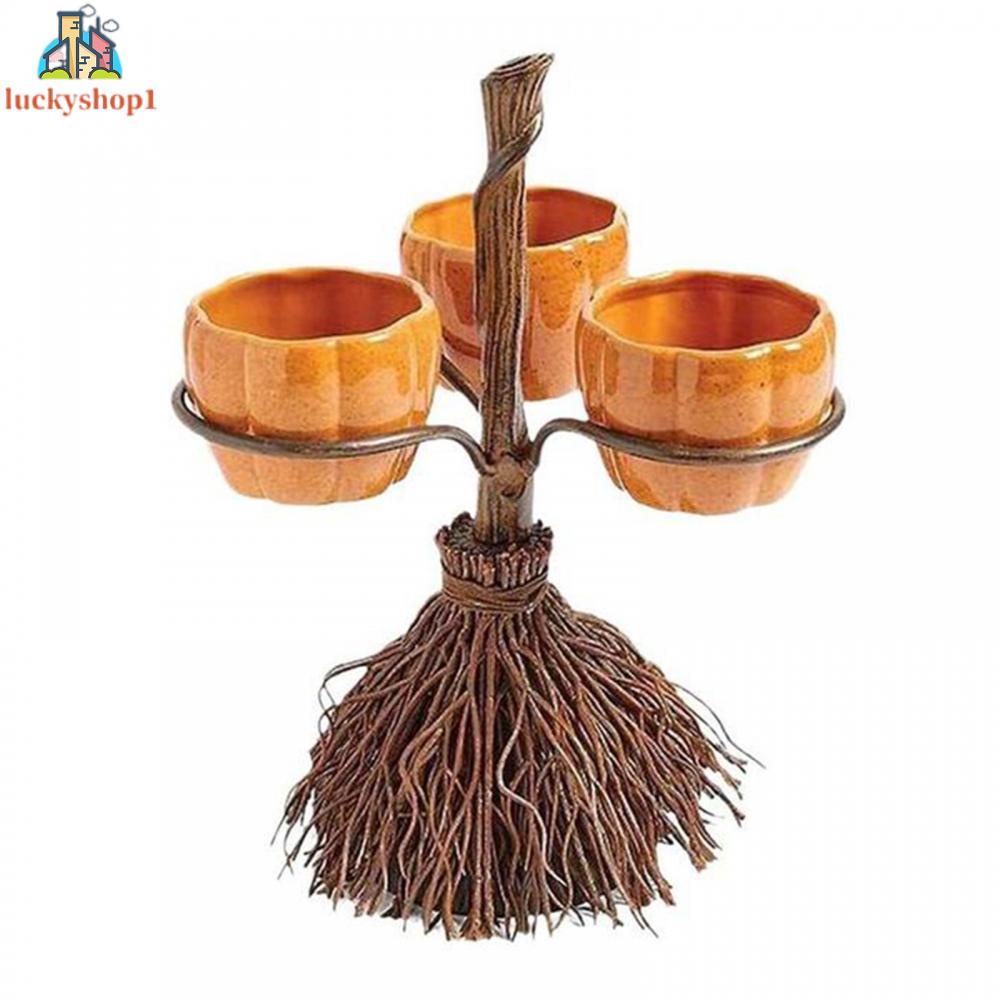 1 Bộ Chén Và Giá Đỡ Hình Bí Ngô Dùng Đựng Kẹo / Snack Trong Dịp Halloween