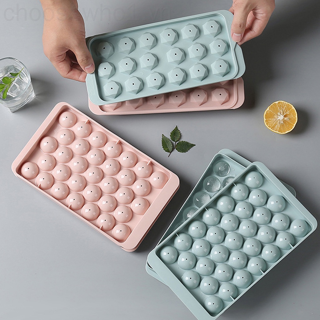 Khuôn Nhựa Làm Đá Viên / Thạch Rau Câu Kèm Nắp Đậy Tiện Dụng Diy 1 Cái