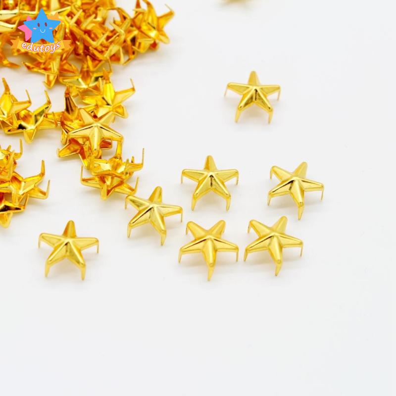 Set 100 Đinh Tán Kim Loại Hình Ngôi Sao Vàng Kim Tự Trang Trí Quần Áo / Túi Xách
