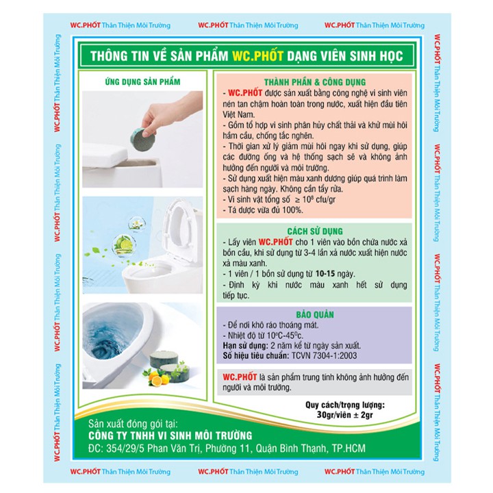 Viên vệ sinh tẩy rửa thả bồn cầu, khử mùi toilet, xử lý chất thải hầm cầu - Viên nén sinh học vi sinh, sản xuất VN