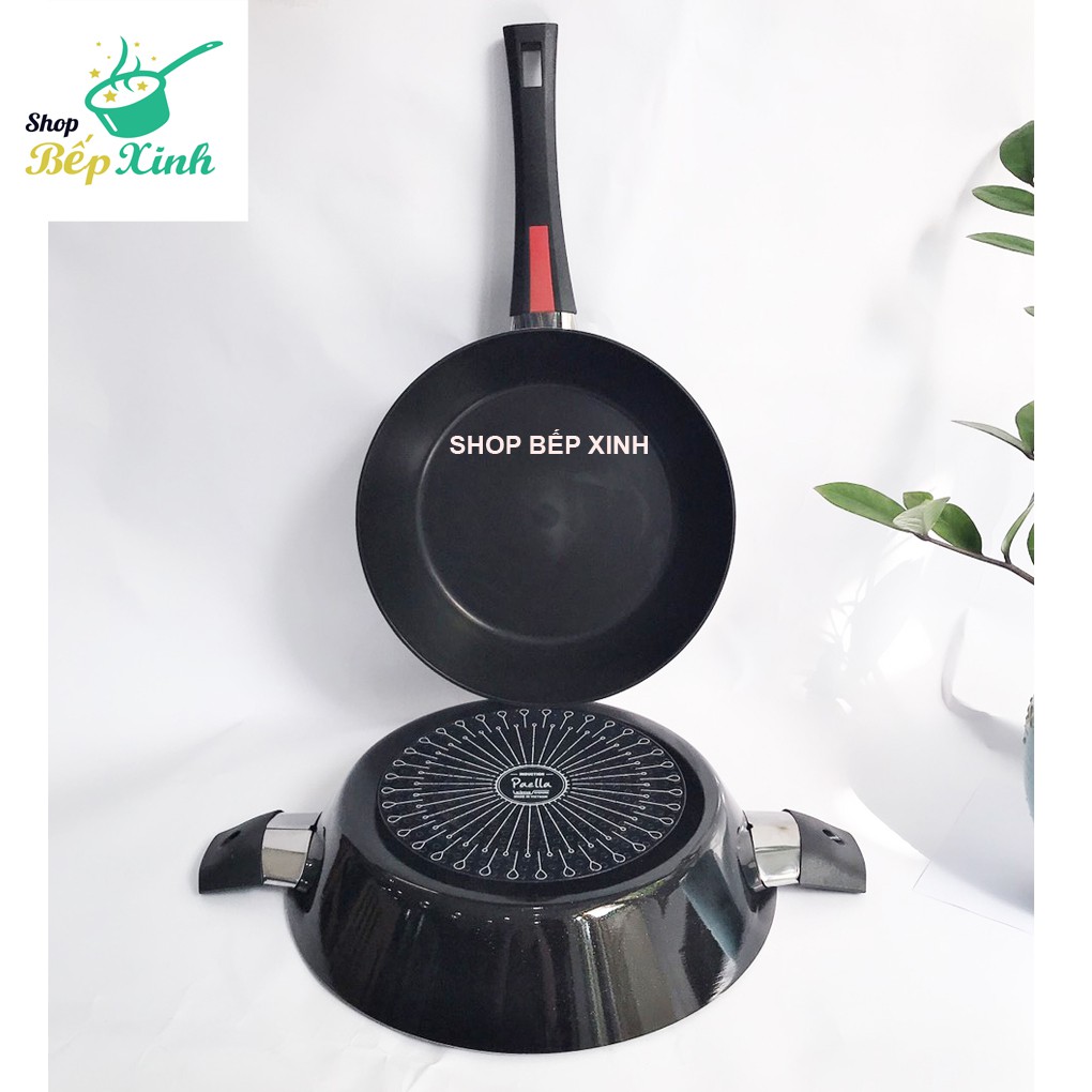 Chảo chống dính bếp từ size18,22,26,30 Pháp Kimscook - Pealla , đúc nguyên khối, phủ ceramic cao cấp,tặng 1 sạn dừa