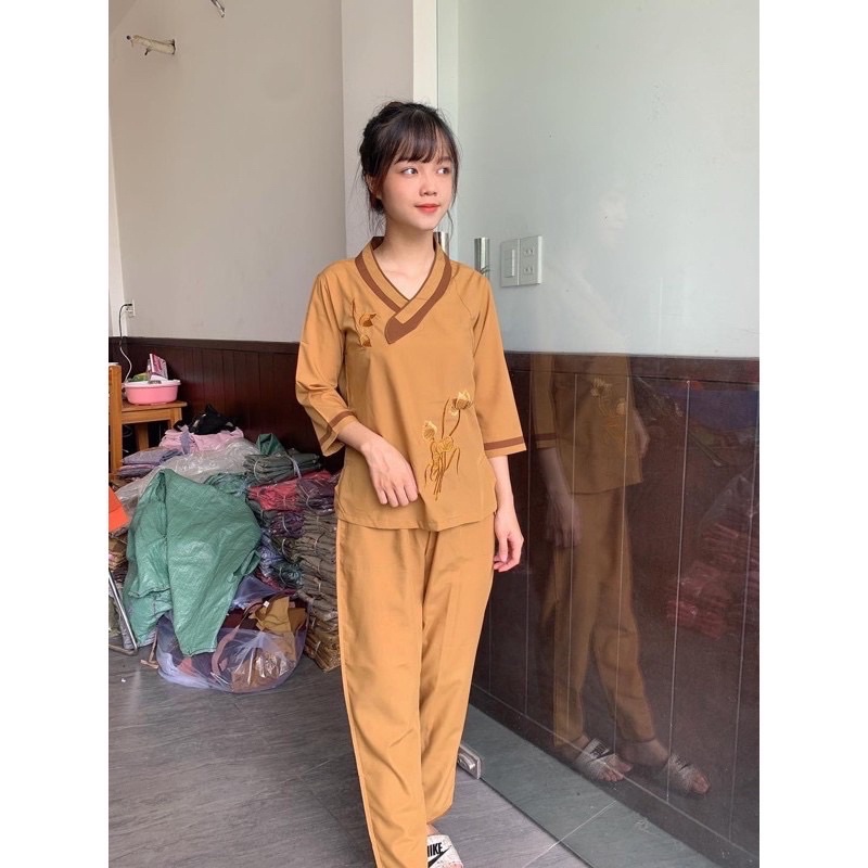 Đò lam đi chùa vải kate mịn mát Mẩu Tim Bầu 💐💐