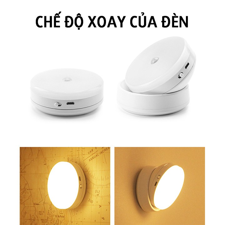 Đèn Led Cảm Ứng Minh House Cảm Biến Thông Minh Không Dây Nam Châm Gắn Tường Xoay 360 Độ