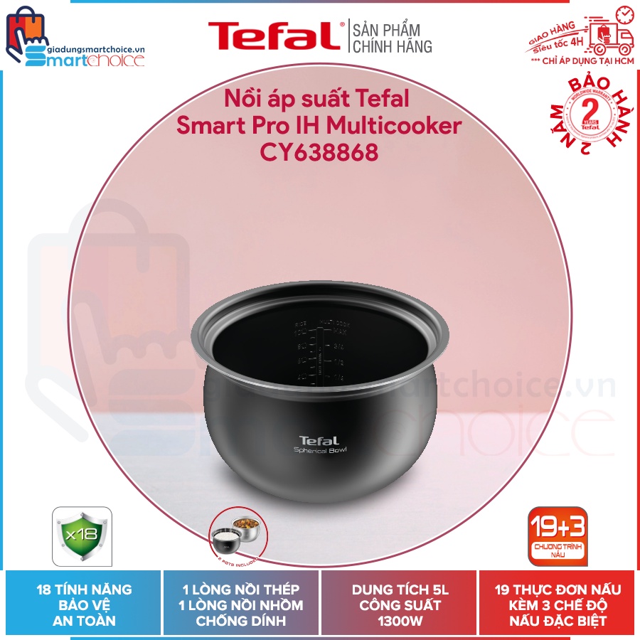 Nồi áp suất Tefal Smart Pro IH Multicooker CY638868 - 1300W, 5L