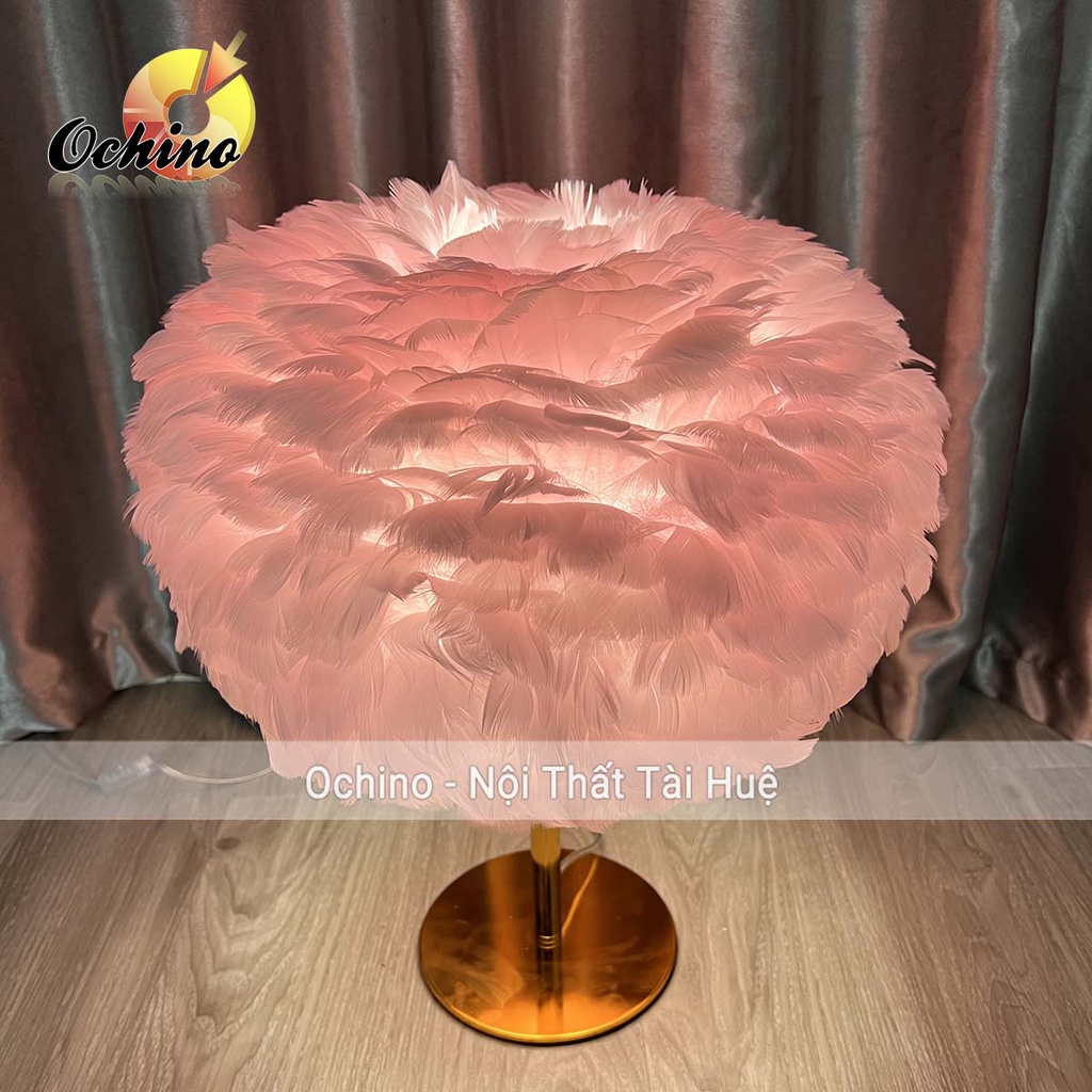 Đèn Lông Vũ, Đèn Ngủ Lông Vũ Trang Trí Hình Mây Cao Cấp Chân inox Mạ vàng Sang Trọng (Đủ Màu)