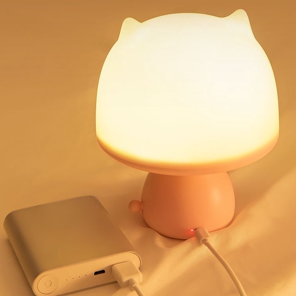 Đèn ngủ hình mèo hồng ngồi siêu đáng yêu