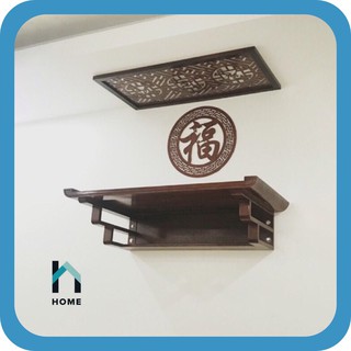 Bàn thờ treo tường cho nhà ở chung cư màu cánh dán kèm tấm chống ám khói trần nhà