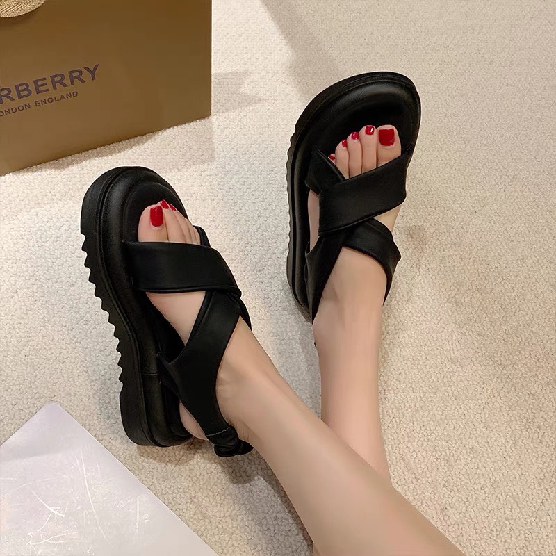 ( 2 màu) Giày sandal nữ ẢNH+VIDEO THẬT dép quai hậu đế răng cưa CHUN