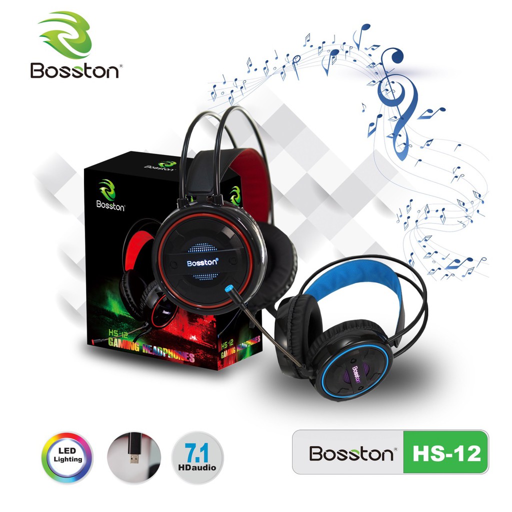 Tai nghe 7.1 Bosston HS-12 LED (Tai Nghe 7.1 HS-12 Gaming)