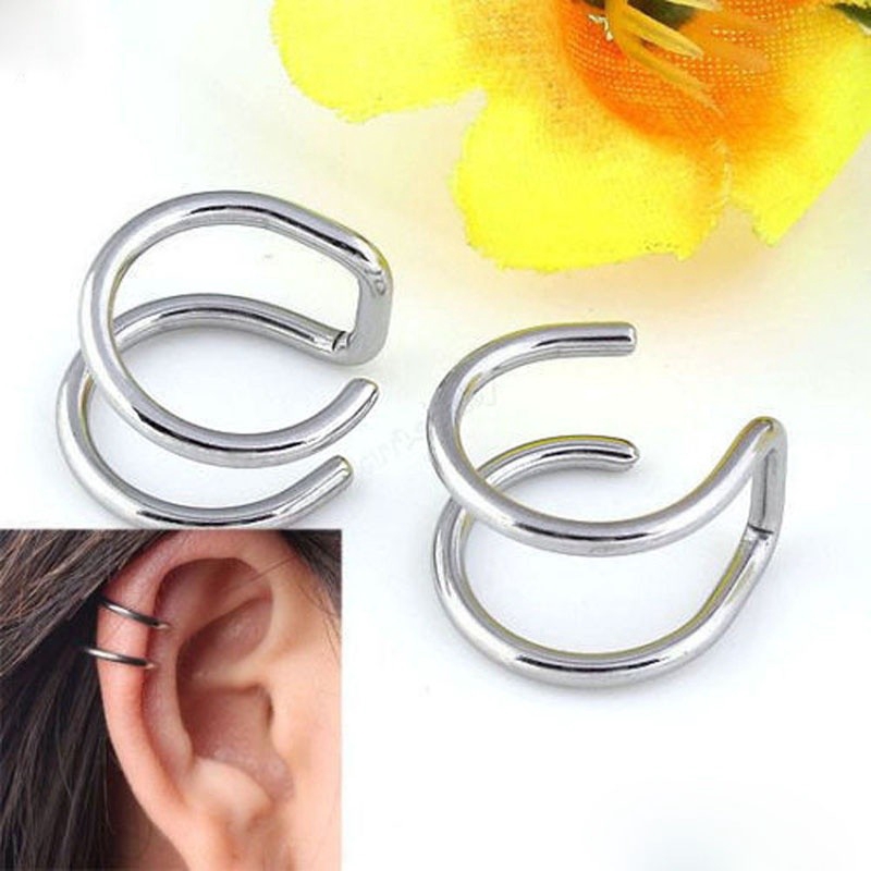 Cod Qipin 1pair Ear Cuff Helix Cartilage Ear Ring Fake Clip on Cuff Wrap Upper Non Pierced Jewelry with 4 Colors