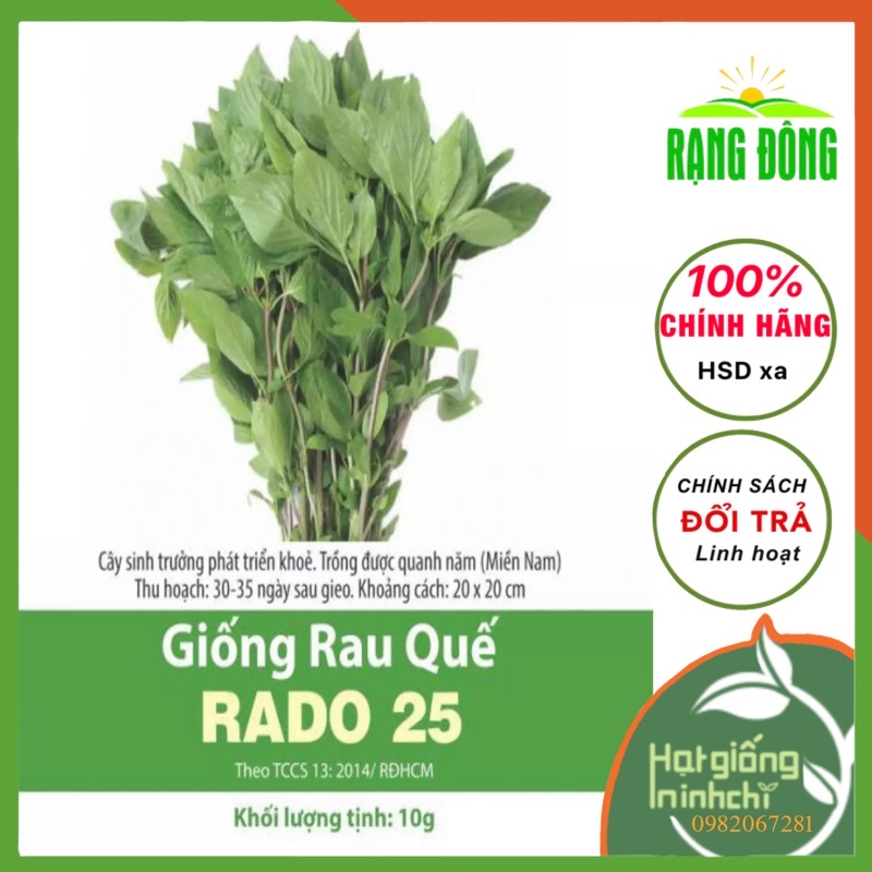 Hạt giống rau húng Quế Rado (Húng chó), gói 10gr và gói túi zip 200 hạt. Rau củ quả trồng sân thượng, ban công.
