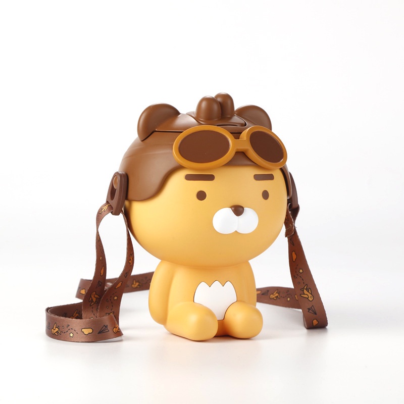 Bình nước thể thao có ống hút họa tiết hoạt hình 3D sáng tạo