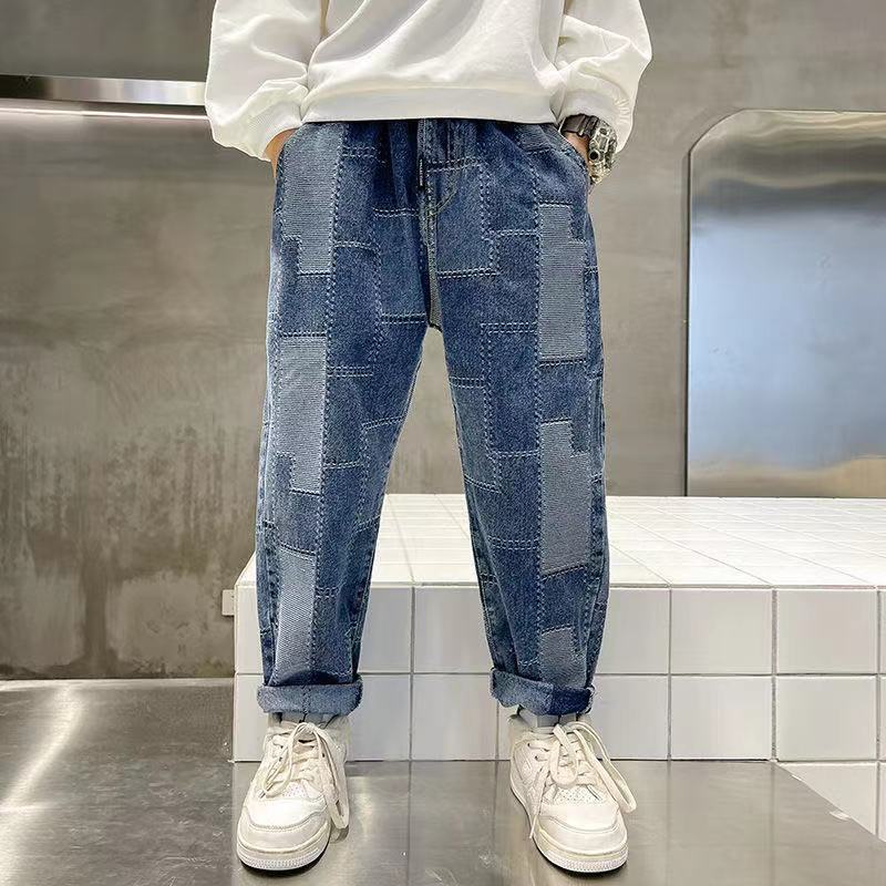 Quần Jeans Dài Phối Màu Thời Trang Cho Bé Trai