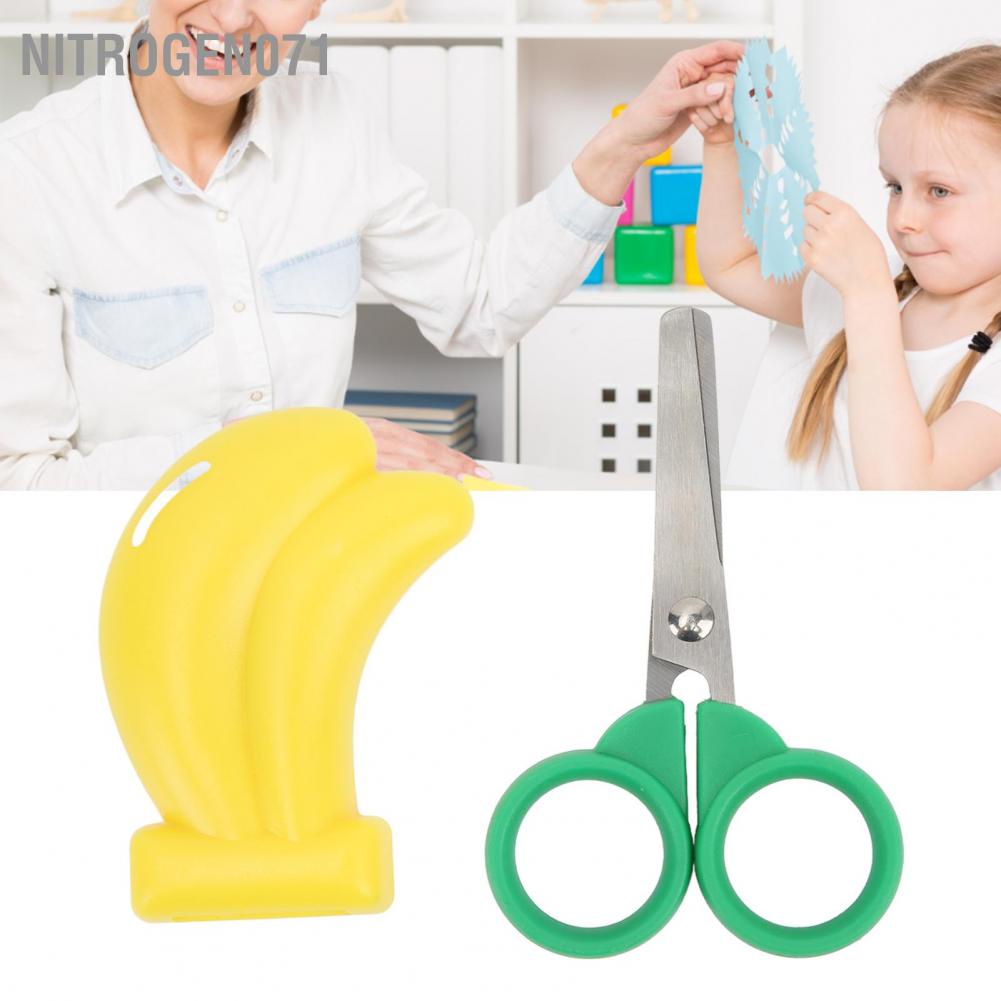 Kéo nhựa có vỏ bọc đầu hình trái chuối có nam châm gắn tiện lợi cho học tại nhà