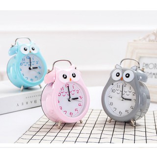 Đồng hồ báo thức kim loại chuông đôi to hình CÚ MÈO đáng yêu, đồng hồ để bàn hình con vật dễ thương