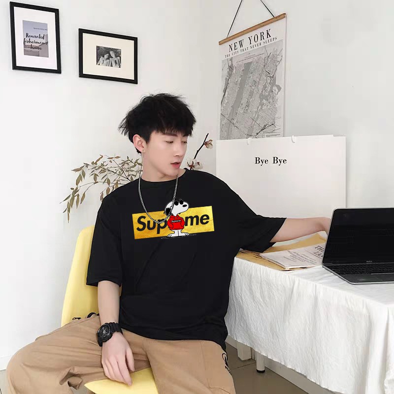 Áo thun 360- áo phông nam nữ tay lỡ unisex form rộng Snoopy SPM hai màu đen trắng dáng oversize basic tee ulzzang