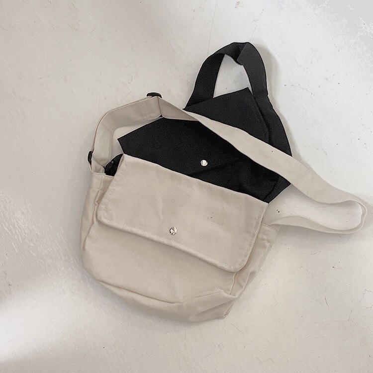 Túi tote giá rẻ vải canvas mềm đeo chéo đi hoc unisex phong cách ulzzang