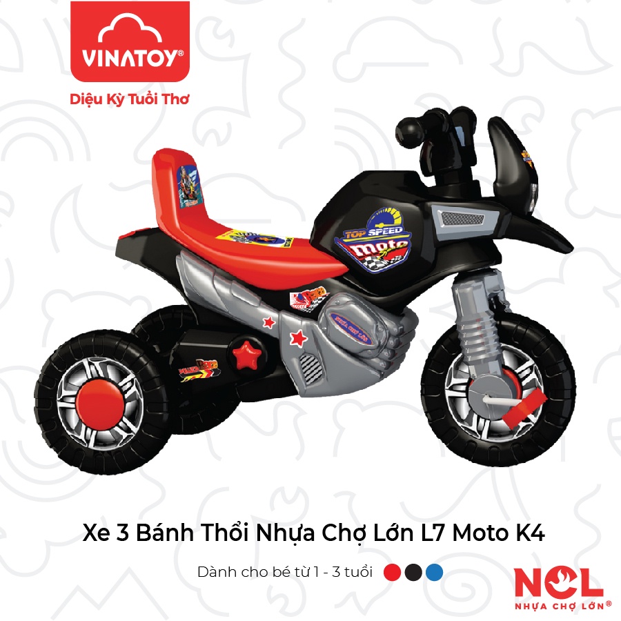 Xe 3 bánh Nhựa Chợ Lớn L7 hình Moto K4 (Không nhạc) - M1674A-X3B