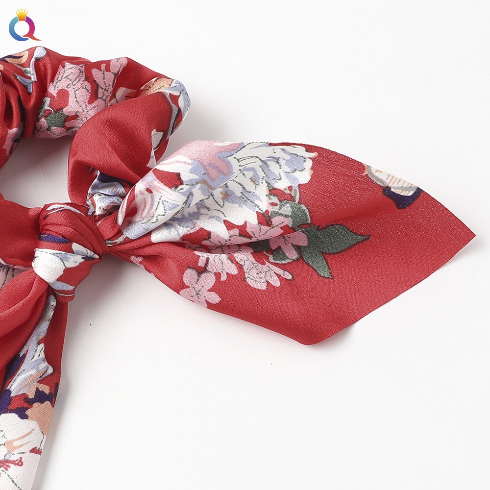 Mới Dây Buộc Tóc Vải Satin Màu Trơn Họa Tiết Hoa Nhỏ Xinh Xắn