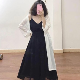 Áo Nữ Đi Biển Kimono Basic CaoCaobycaochen 2 Màu Đen Trắng Có Bigsize