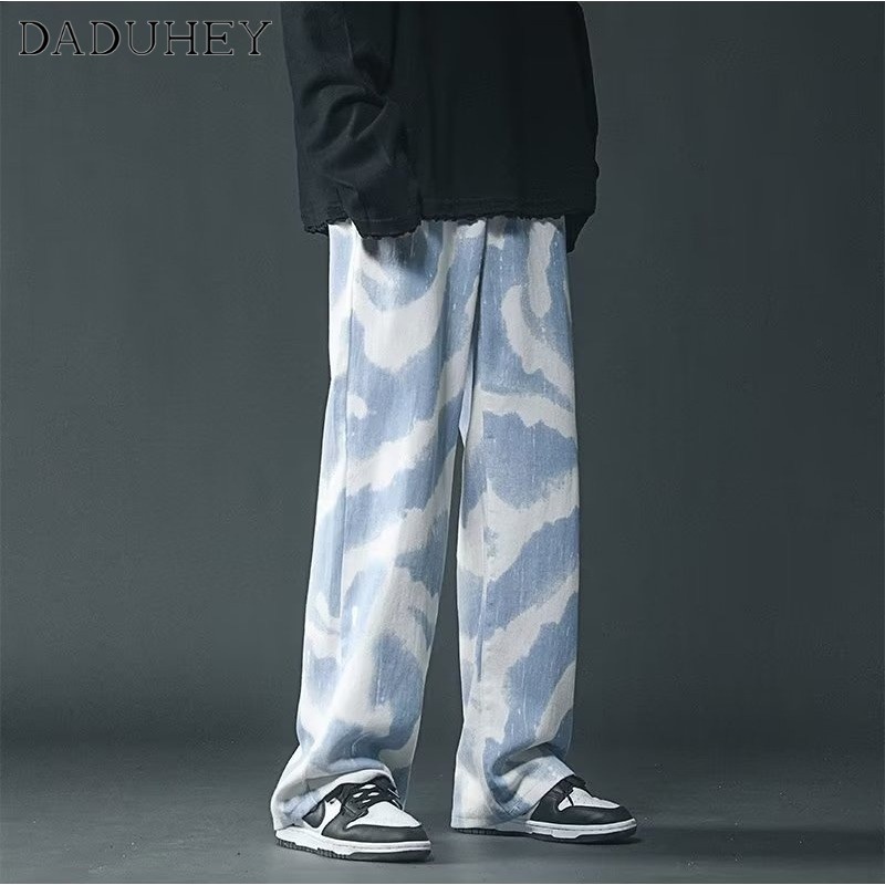 DaDuHey Men's 2022 New Autumn Loose Camouflage Cargo Pants Ins Trendy Fashion Tie-Dyed Casual Pants