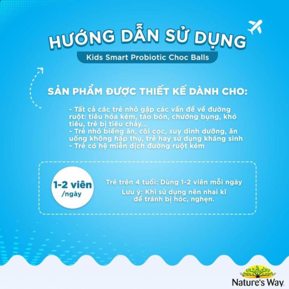 [GIÁ GỐC] Kids Smart Probiotic Choc Balls Bổ sung lợi khuẩn đường ruột - Hộp 50 viên