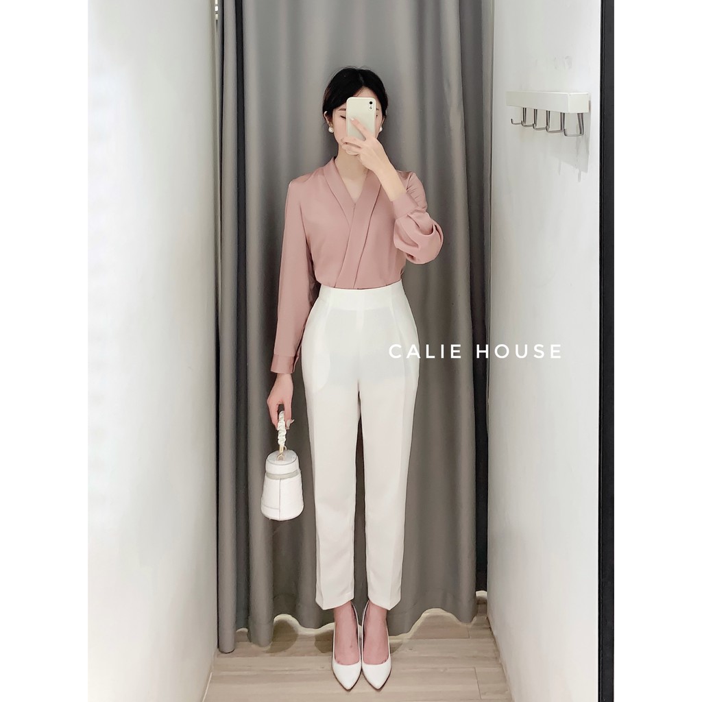 Áo sơ mi cổ chéo thời trang công sở Calie house A130 | BigBuy360 - bigbuy360.vn