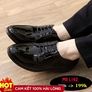 GIÀY TÂY NAM BUỘC DÂY DA BÓNG GIÁ RẺ ĐẾ CAO 3CM - HÀNG VIỆT NAM - MÃ L162