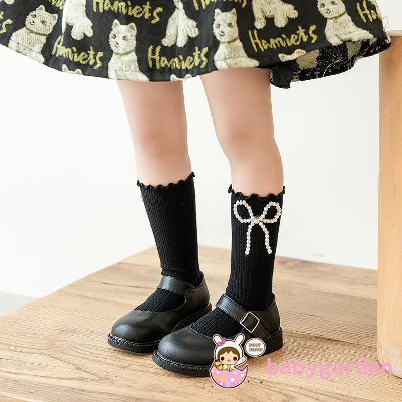 Vớ Dài Vải Tuyn Mềm Mại Trọng Lượng Nhẹ Đính Nơ Ngọc Trai Dễ Thương Cho Bé Gái 1-8 Tuổi