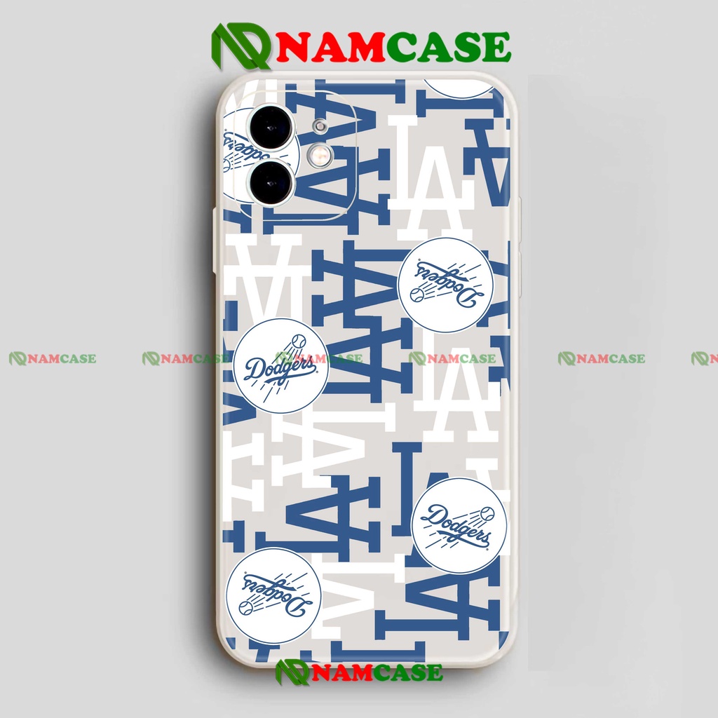 Ốp lưng iPhone LA Los Angeles Dodgers cạnh viền vuông silicon dẻo bảo vệ camera cho 6/6s/7/8/X/XS/XR/11/12/13 Pro Plus