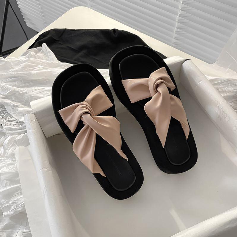 Dép Sandal Đế Dày Không Trượt Đính Nơ Thời Trang Dành Cho Nữ dép đi trong nhà chống trượt