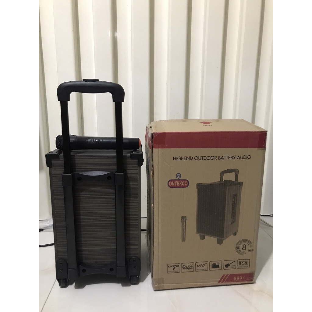 Loa kéo di động Ontekco 8001 kết nối blutooth -Tặng kèm 1 mic karaoke không dây- Gọn nhẹ dễ dàng mang theo mọi nơi