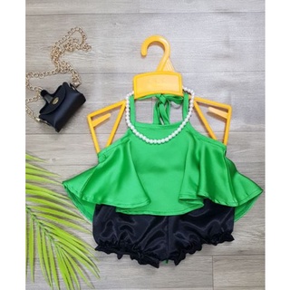 Bộ đồ bé gái áo yếm 2 dây sexy lụa cao cấp 8-22kg Angel Baby Thời Trang Thiết Kế