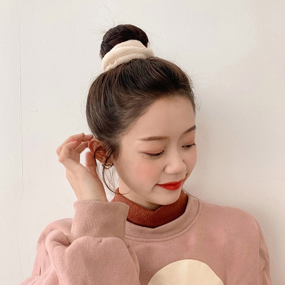 Dây buộc tóc cao su co giãn bọc vải bông thời trang mùa đông dành cho nữ