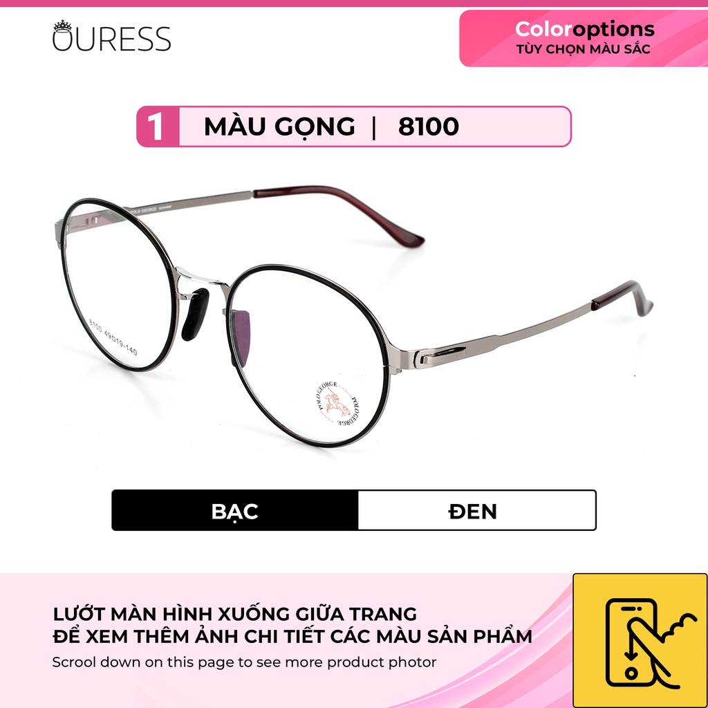 Gọng kính hợp kim siêu nhẹ hợp thời trang nam nữ trendy Ouress 8100