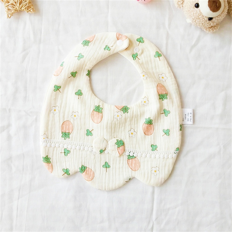Yếm Ăn Cotton Họa Tiết Dâu Tây / Cherry Hoạt Hình Dễ Thương Cho Bé Sơ Sinh
