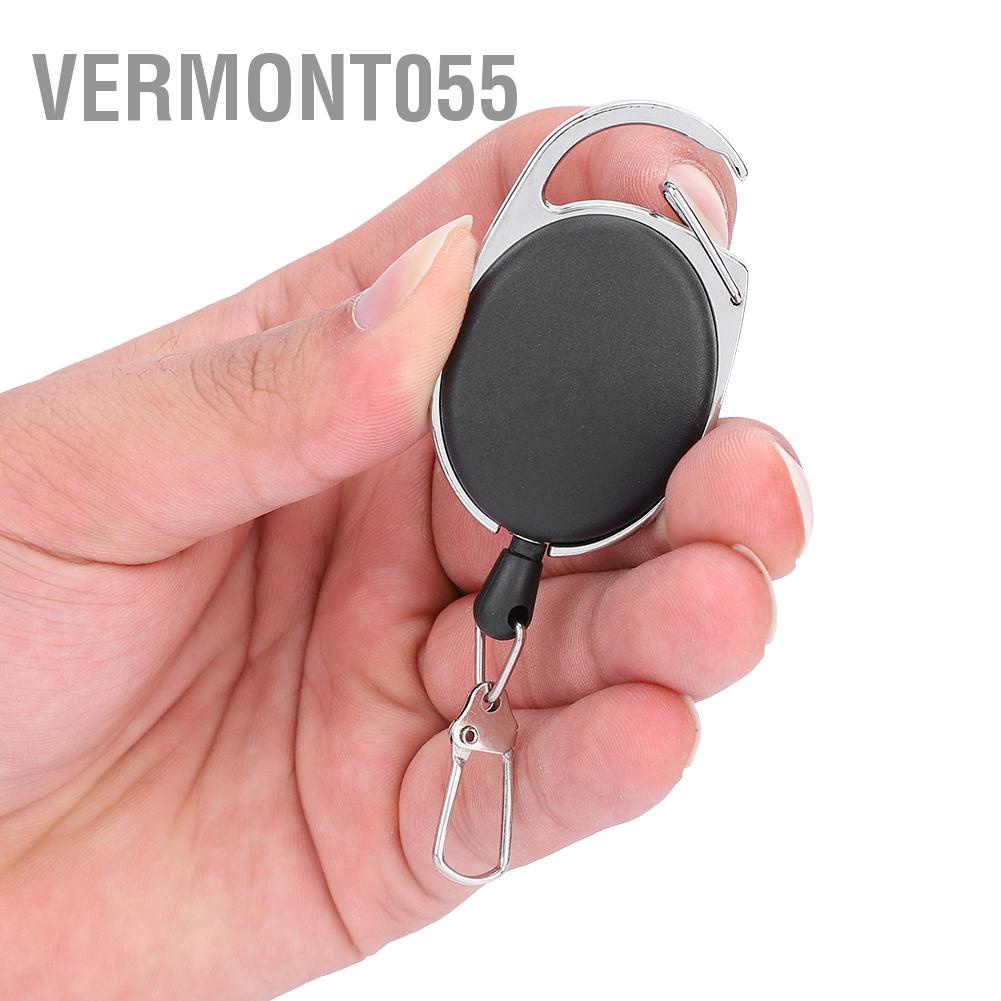 Vermont055 Outdoor Retractable Wire Keychain Anti-theft Anti-lost Key Ring Camping Tools Carabiner