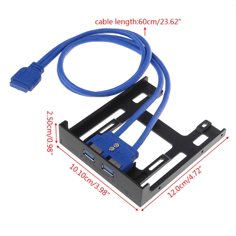 Bảng điều khiển phía trước Floppy Bay 2 Cổng 20 chân 3.5" nối bộ mở rộng USB 3.0