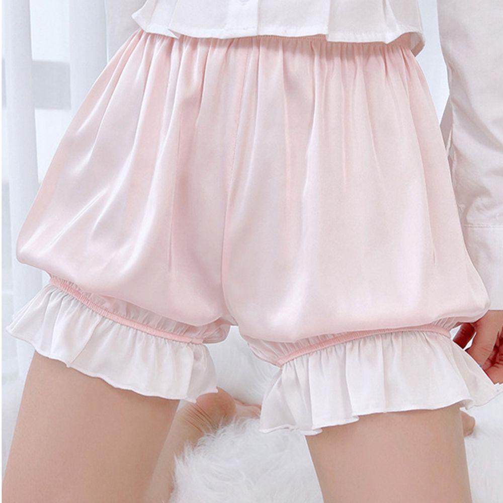 Quần Short An Toàn Lưng Thun Co Giãn Phối Bèo Phong Cách Lolita Quyến Rũ Cho Nữ