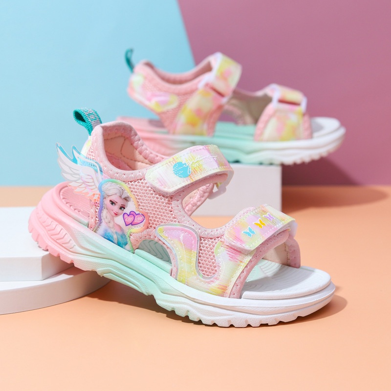 SUGE Size23-37 sandal bé gái Xăng đan đế mềm in họa tiết công chúa elsa dễ thương thoáng khí thoải mái thời trang đi biển dành