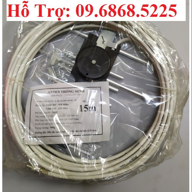 Anten thông minh thu sóng DVB T2 + 15m dây + Jack nối