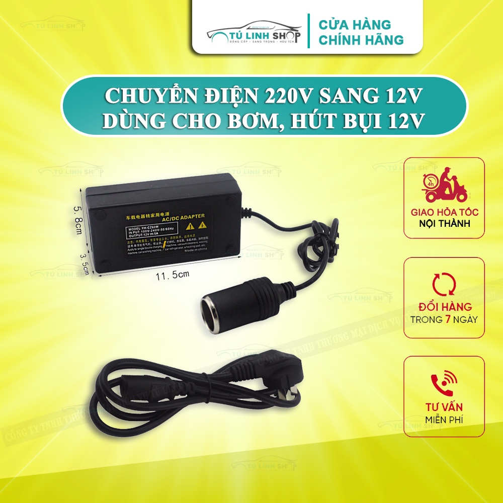 Bộ Chuyển Nguồn Điện Từ 220V Sang tẩu 12V - Chip IC bảo vệ tiết kiệm điện