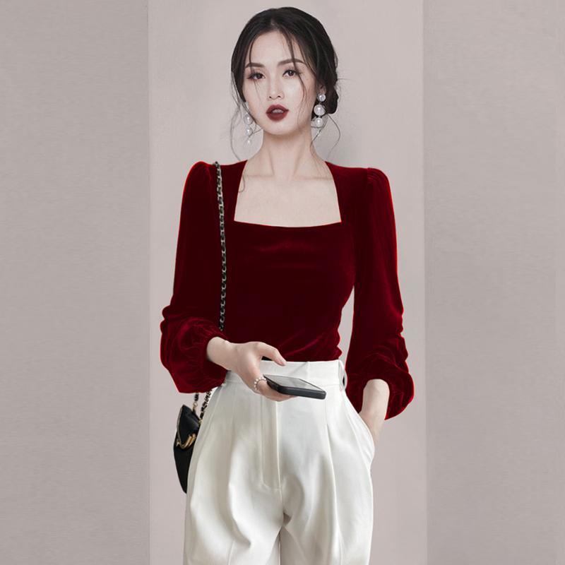 Áo Thun Nữ Dài Tay Cổ Vuông Thời Trang Mùa Thu