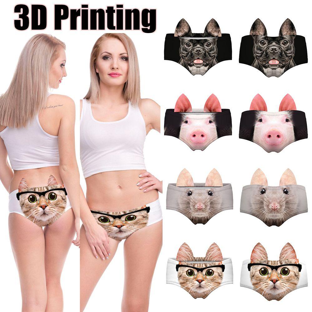 Quần Lót In Hình Heo / Mèo 3D Thời Trang Gợi Cảm Cho Nữ